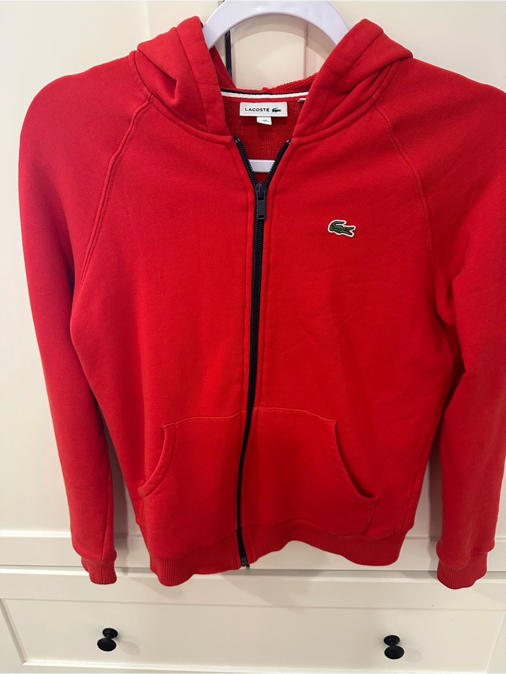 Lacoste Kids Red Full-Zip Hoodie with Crocodile Logo 12
